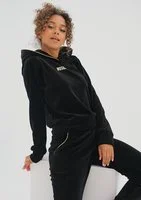 Queens - black velvet hoodie