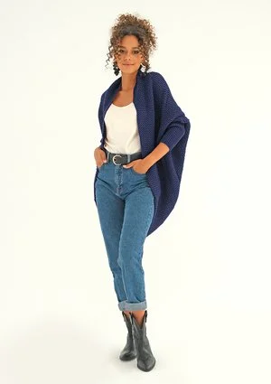 Sweter narzutka oversize Granatowy ILM