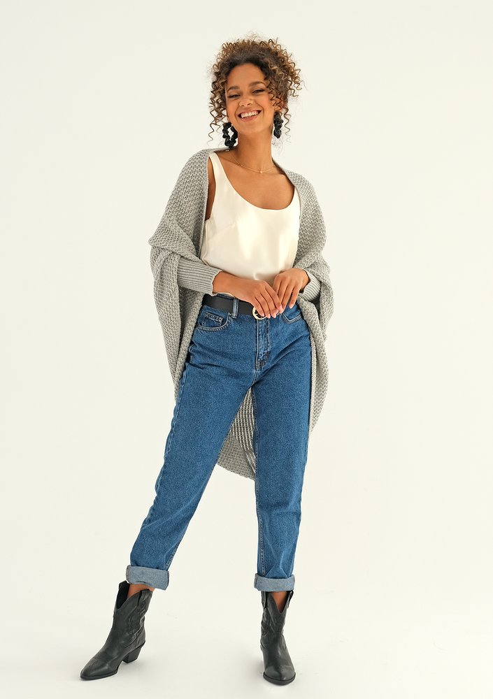 SWETER NARZUTKA OVERSIZE ILM A01 SZARY