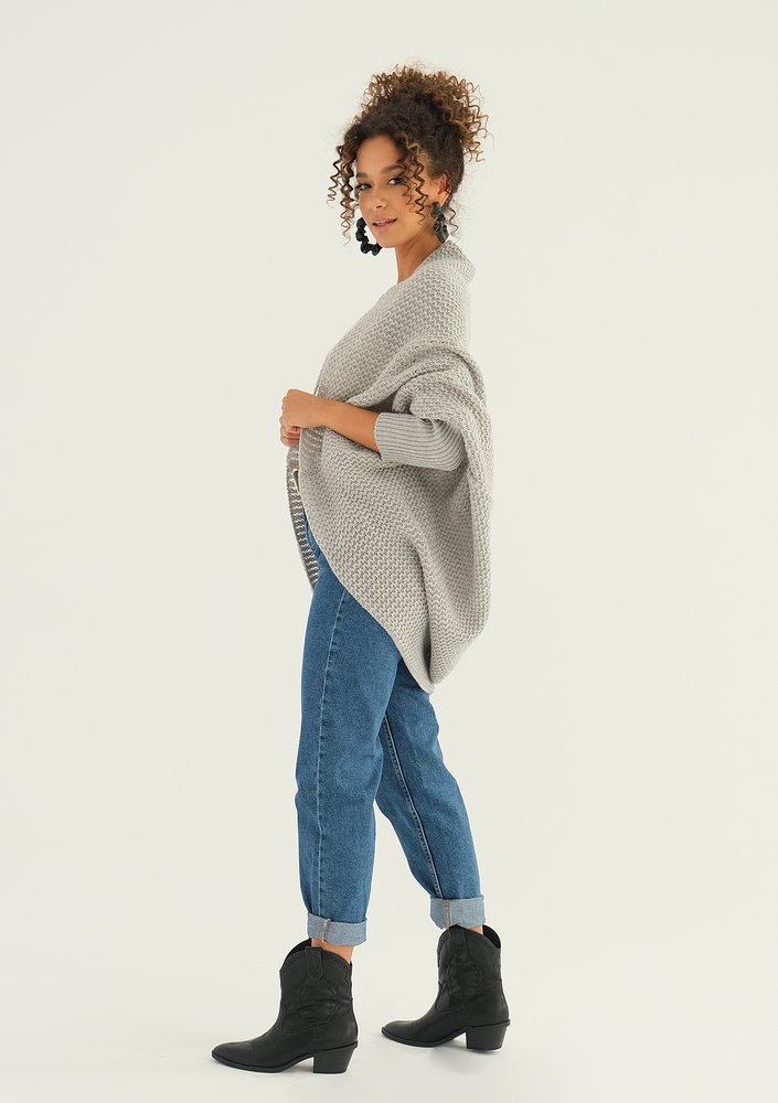 SWETER NARZUTKA OVERSIZE ILM A01 SZARY