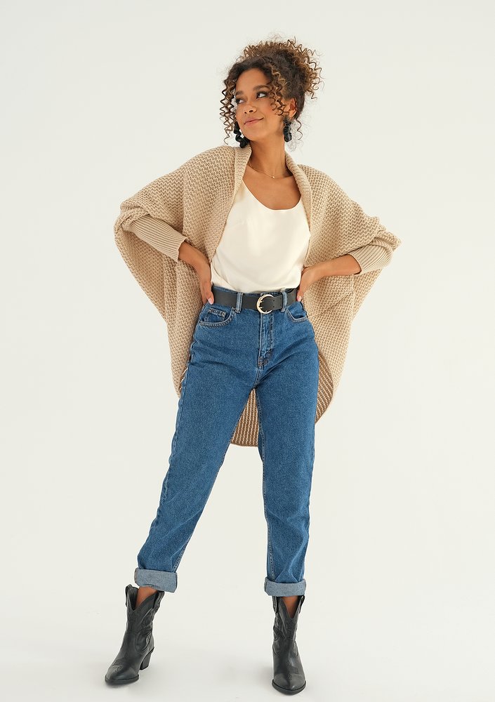 SWETER NARZUTKA OVERSIZE ILM A01 BEŻOWY