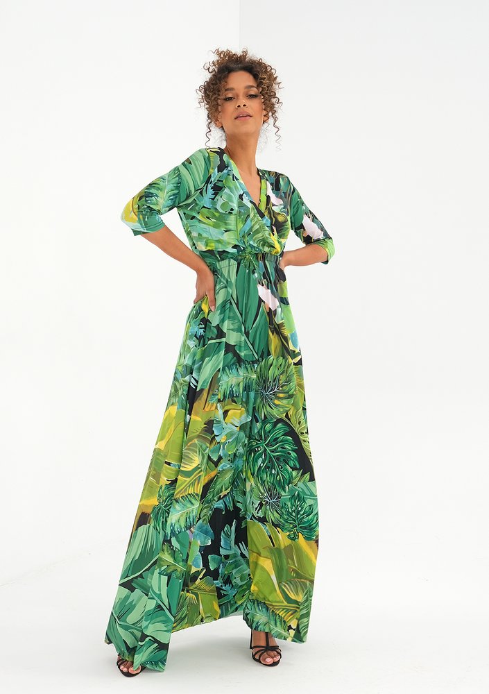 Maxi dress with a wrap neckline Bananas