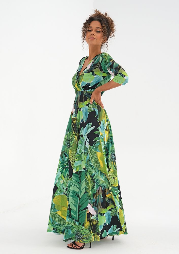 Maxi dress with a wrap neckline Bananas