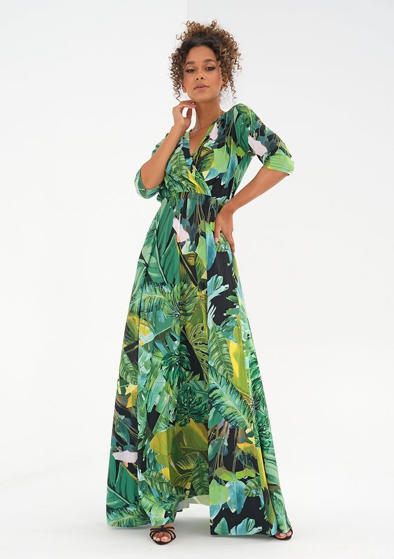 Maxi dress with a wrap neckline Bananas