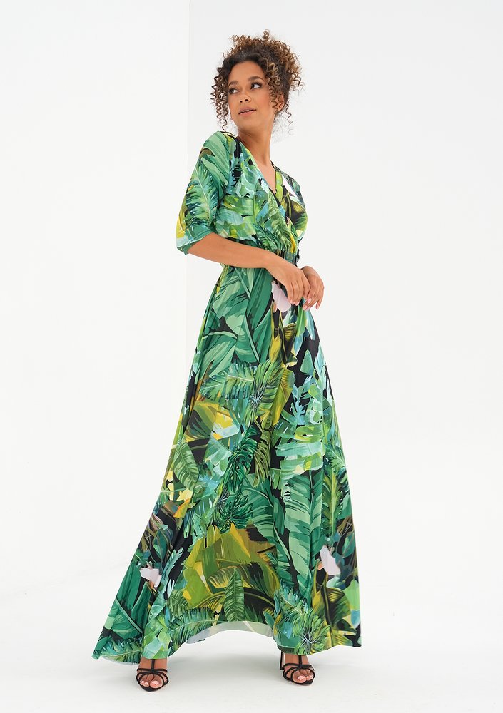 Maxi dress with a wrap neckline Bananas