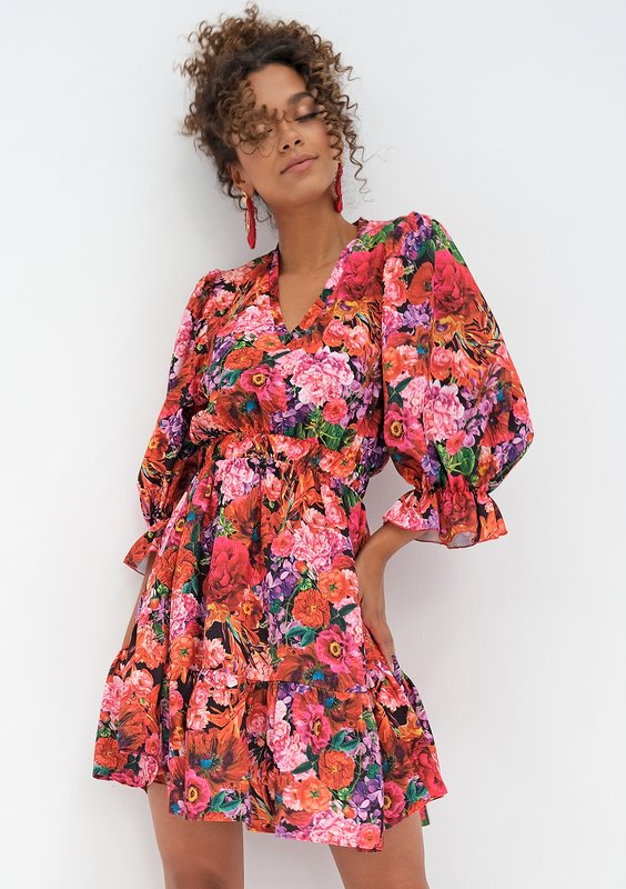 Mini dress Red Flowers