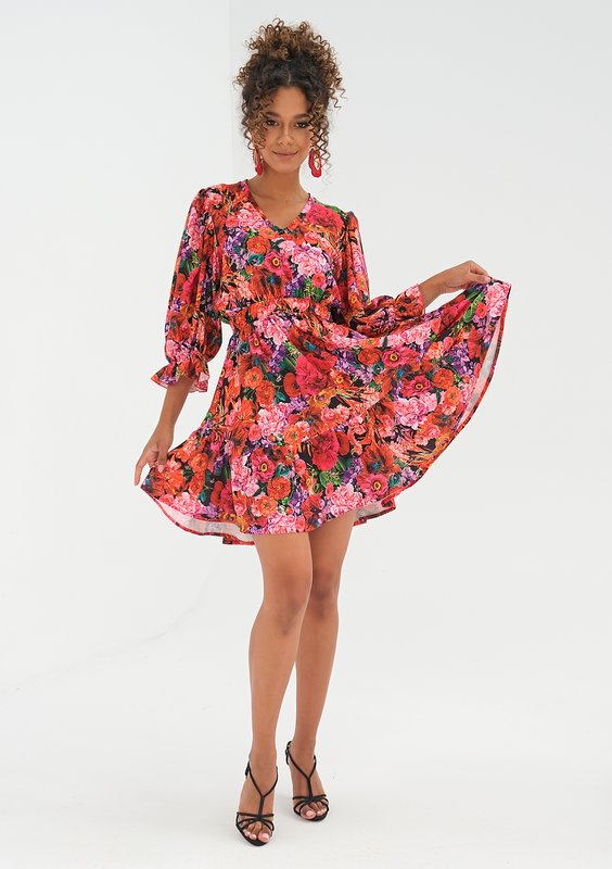 Mini dress Red Flowers