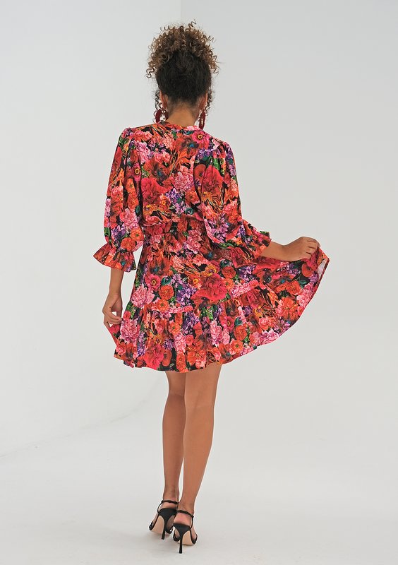 Mini dress Red Flowers