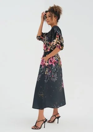 Sukienka midi Black Peony