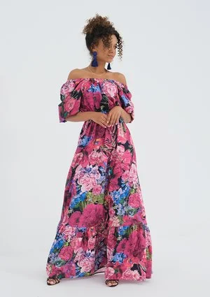 Maxi dress with pink flowers print