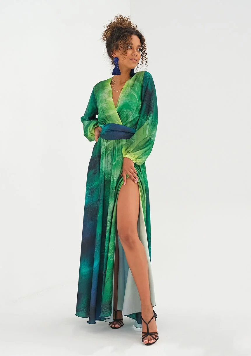 Maxi wrap dress Ombre Green