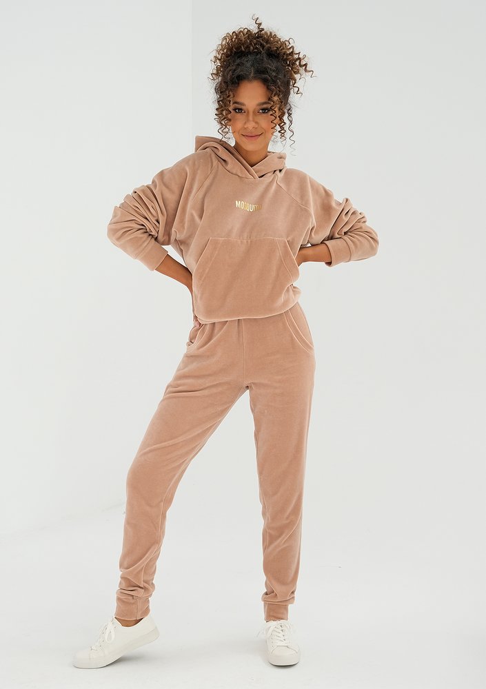 Welurowe spodnie w kolorze beżowym ILM