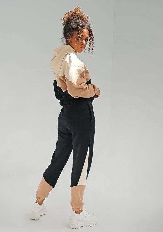 Spodnie z łączonych kolorów Latte