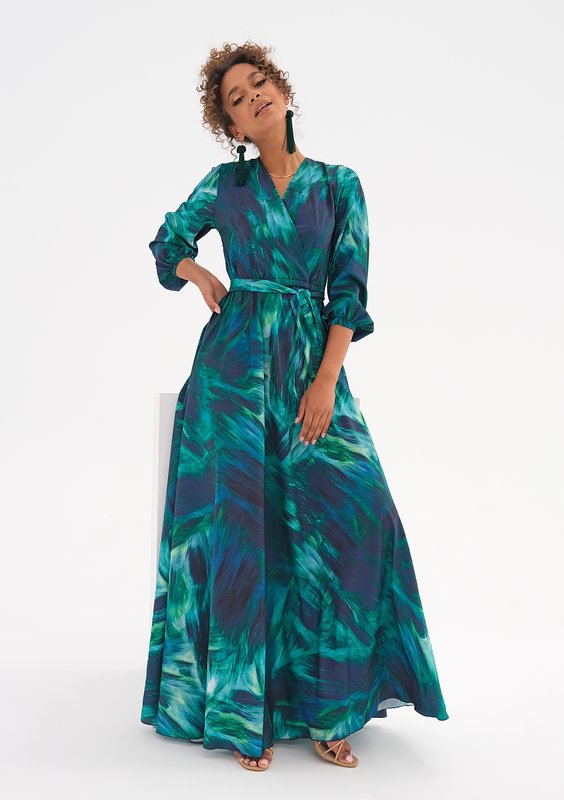 Maxi dress Teal Waves
