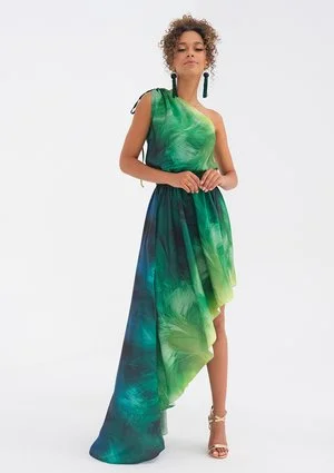 Asymetryczna sukienka maxi Ombre Green