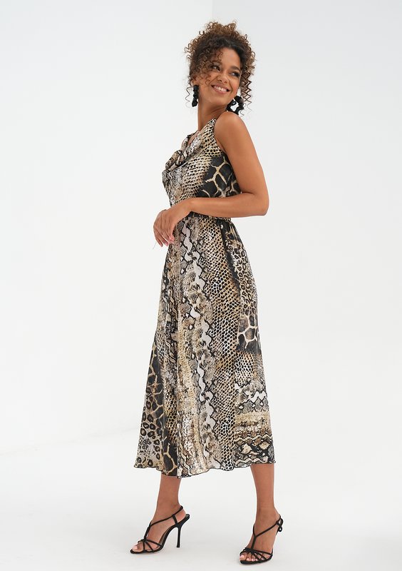 Midi dress with a snake print