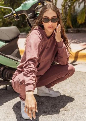 Bluza z raglanowym rękawem i kapturem Rose Brown ILM