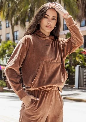 Bluza welurowa z kapturem Toffee ILM