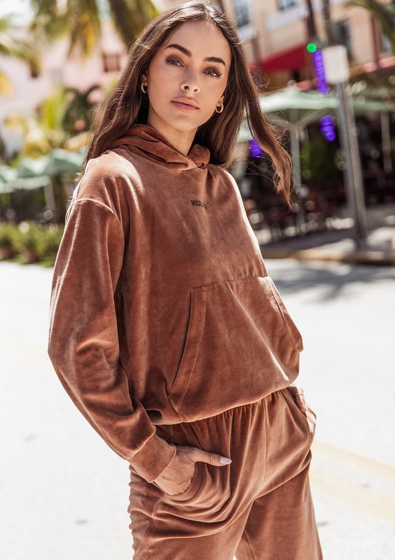 Velvet hoodie Toffee
