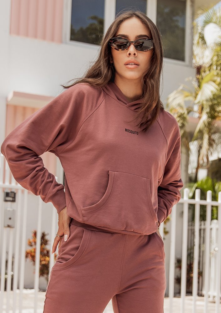 Bluza z raglanowym rękawem i kapturem Rose Brown ILM