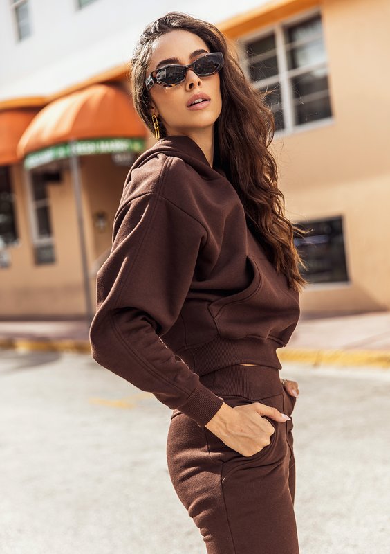 Hoodie with a pocket Dark Brown