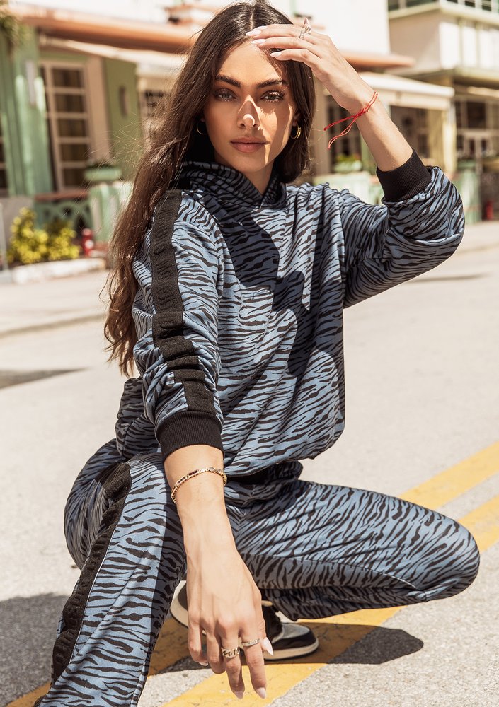 Zebra printed sweatshirt with stripes