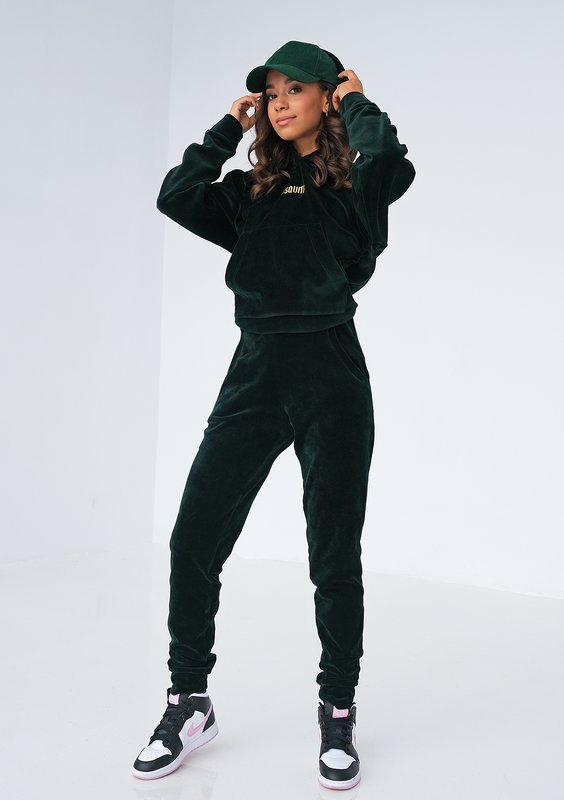 Welurowe spodnie w kolorze zielonym ILM