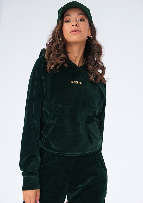 Welurowa bluza z kapturem zielona ILM