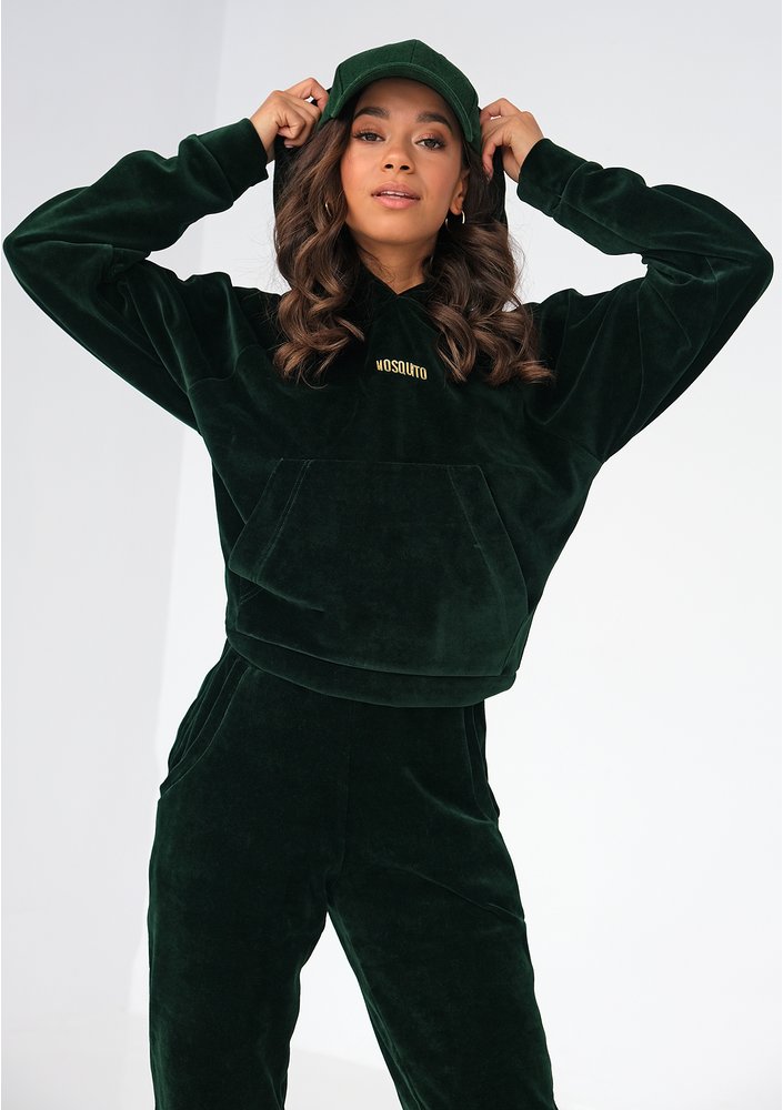 Welurowa bluza z kapturem zielona ILM