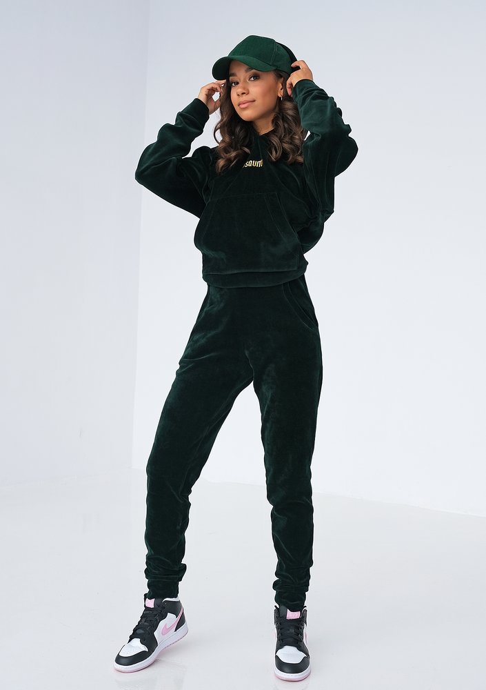 Welurowa bluza z kapturem zielona ILM