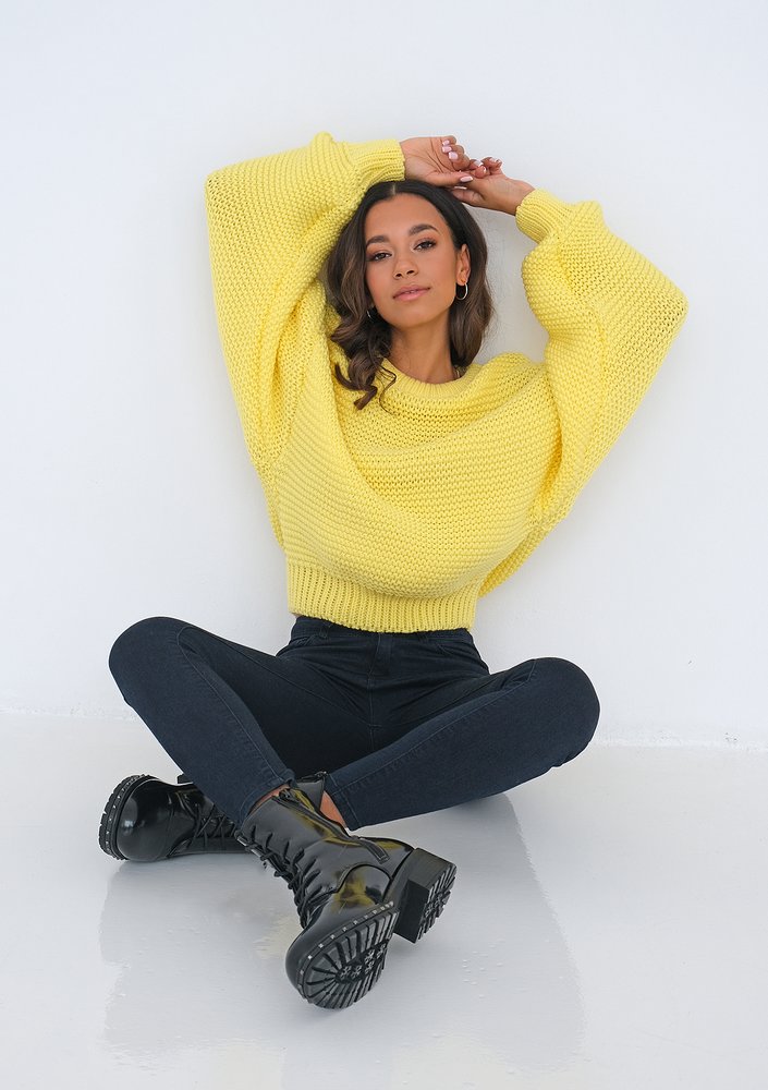 Sweter o grubym splocie Yellow ILM