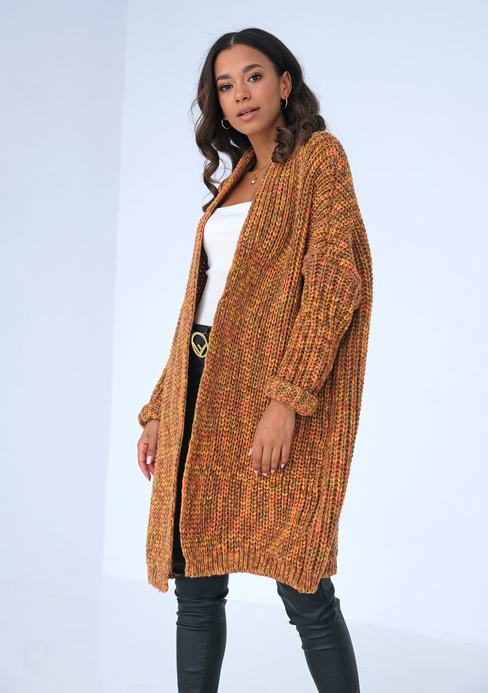 Long honey melange cardigan