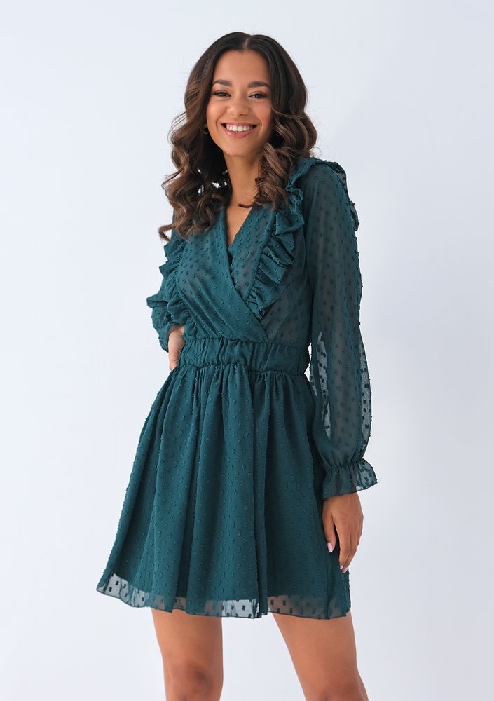 Sukienka mini z szyfonu Zielona