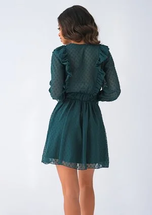 Sukienka mini z szyfonu Zielona