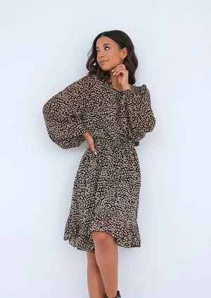 Leopard printed dress with a frill