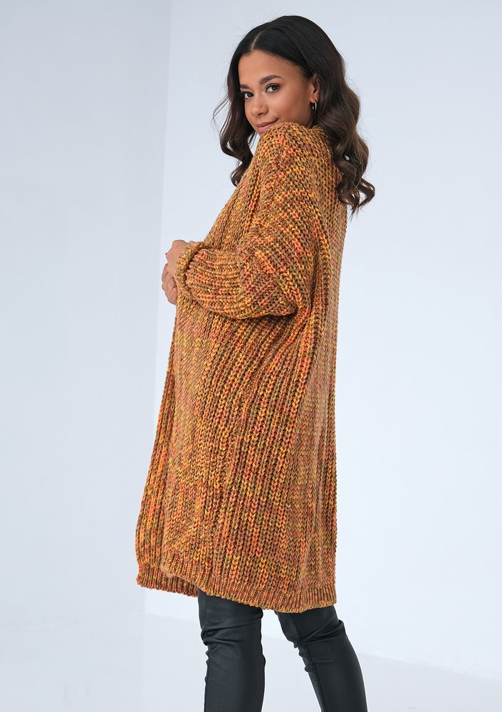 Long honey melange cardigan