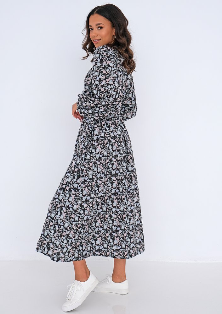 Midi wrap dress Mint Flowers