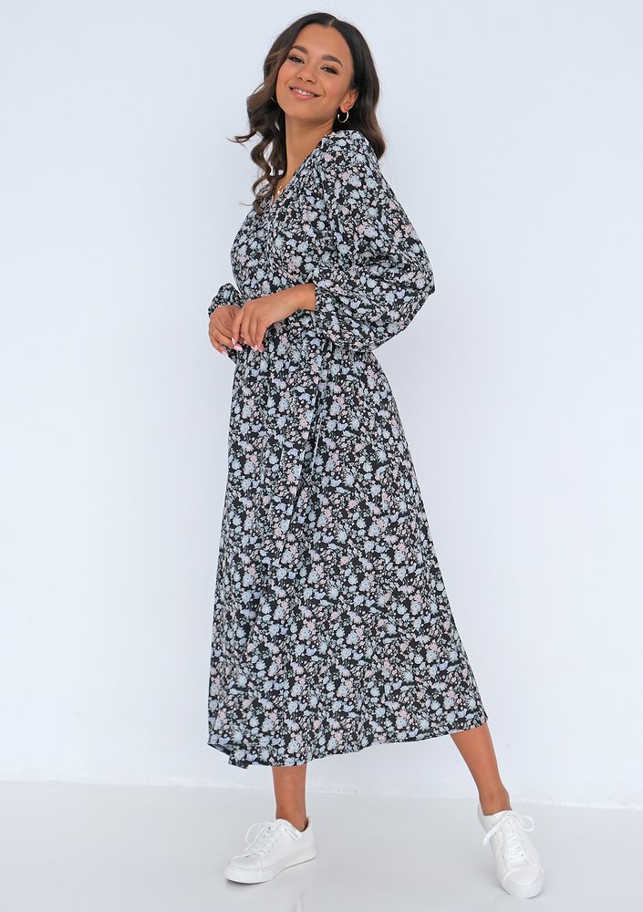 Midi wrap dress Mint Flowers