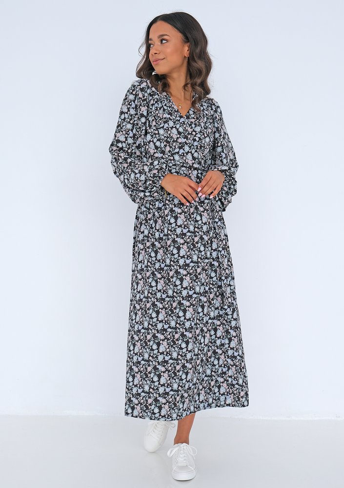 Midi wrap dress Mint Flowers