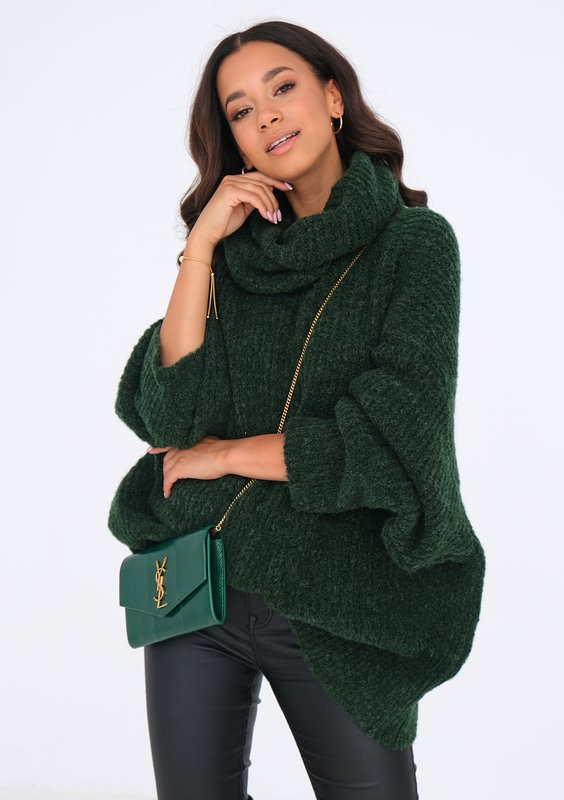 Sweter z golfem oversize ZIELONY ILM