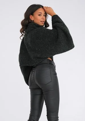 Black turtleneck sweater with loose sleeves ILM