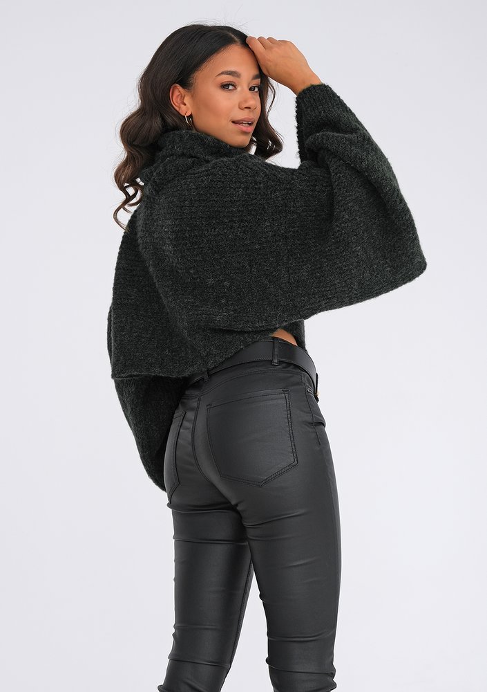 Black turtleneck sweater with loose sleeves ILM