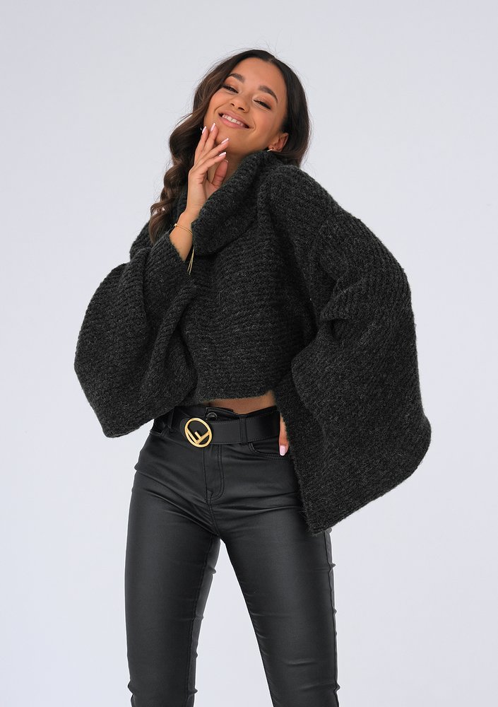 Black turtleneck sweater with loose sleeves ILM