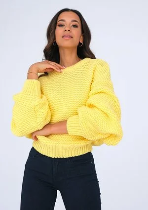Sweter o grubym splocie Yellow ILM