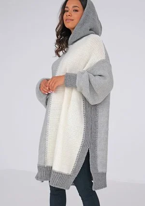 Sweter oversize z kapturem Szary ILM