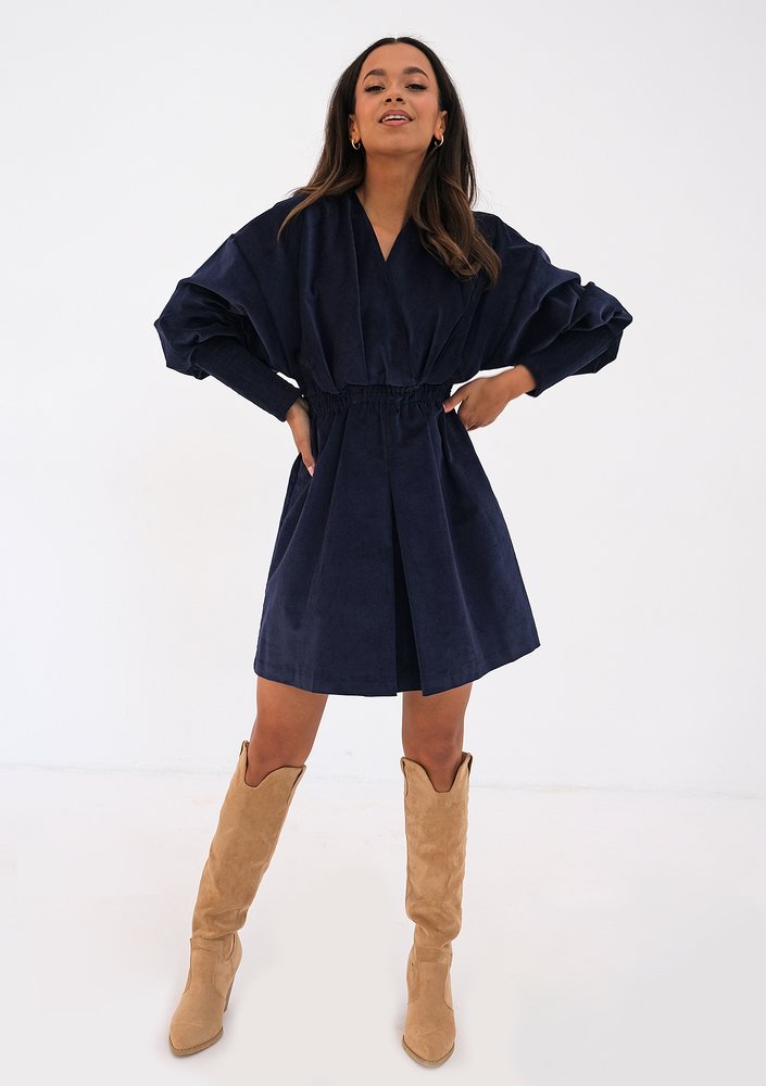 Mini navy blue curduroy dress