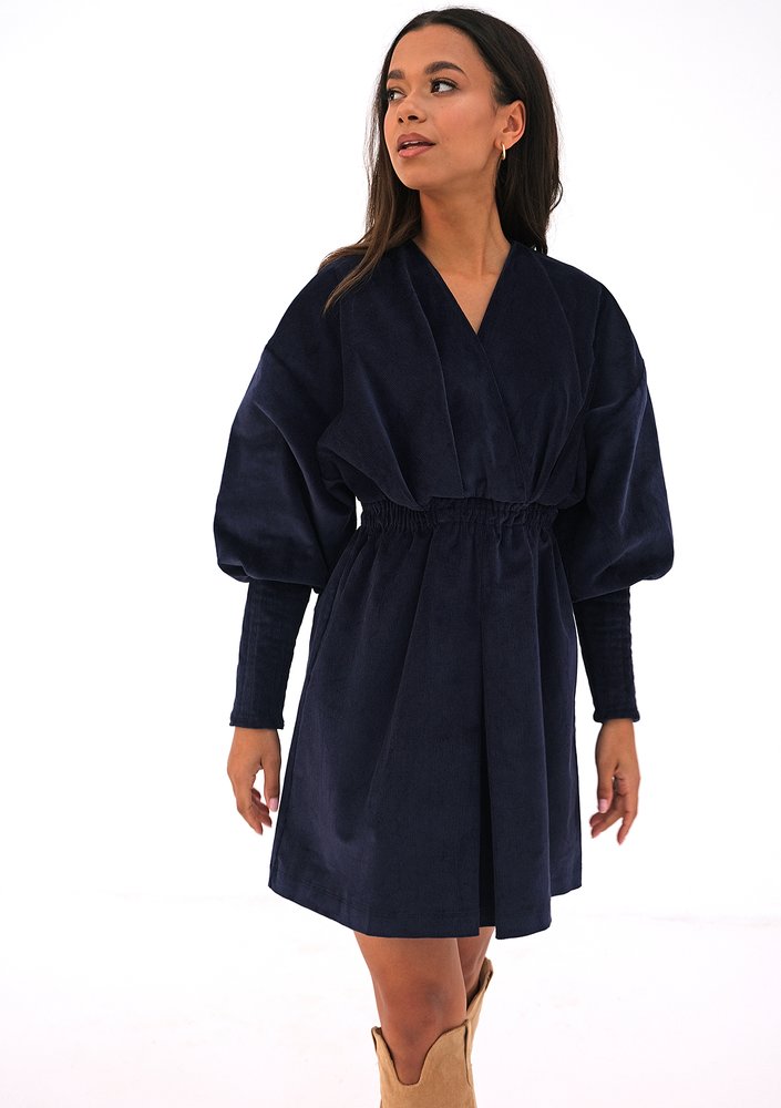 Mini navy blue curduroy dress
