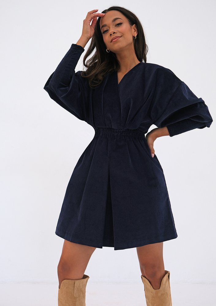 Mini navy blue curduroy dress