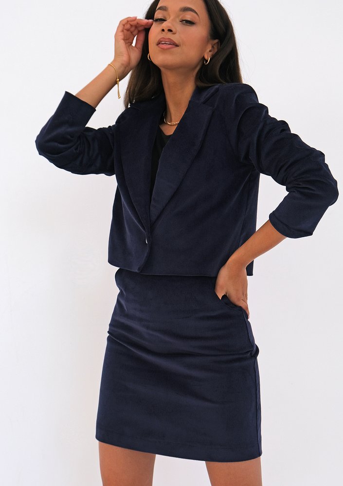 Mini navy blue curduroy skirt