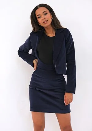 Mini navy blue curduroy skirt